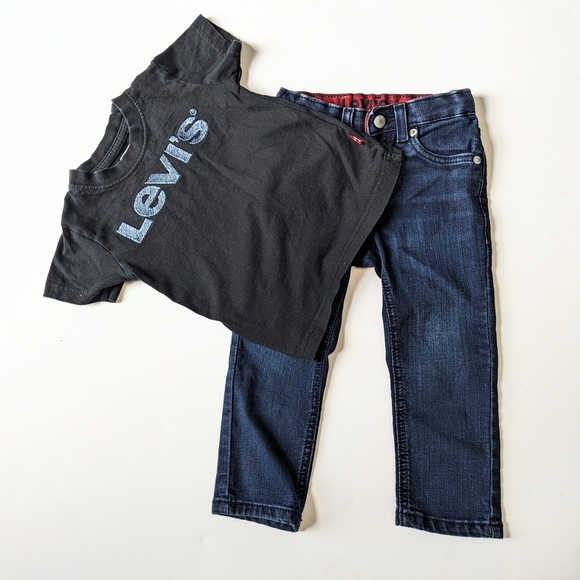 Levi's Black T-Shirt and 511 Blue Jeans Set - Picture 1 of 12